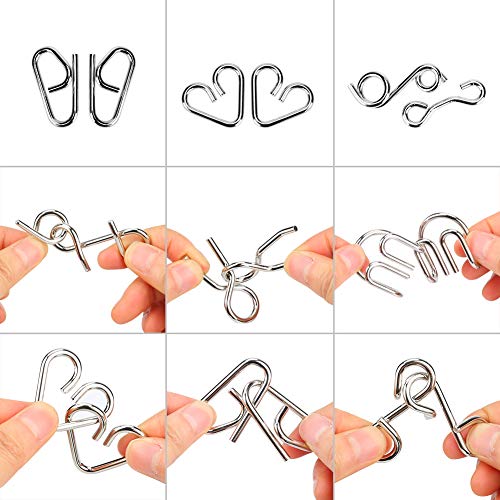 Yideng 20 Piezas Mini Rompecabezas de Metal y Juego de Rompecabezas de Madera IQ Toys IQ Test Mind Game Toys 3D Metal Wire Puzzles Truco de Magia para niños, Estudiantes y Adultos (20 Piezas)