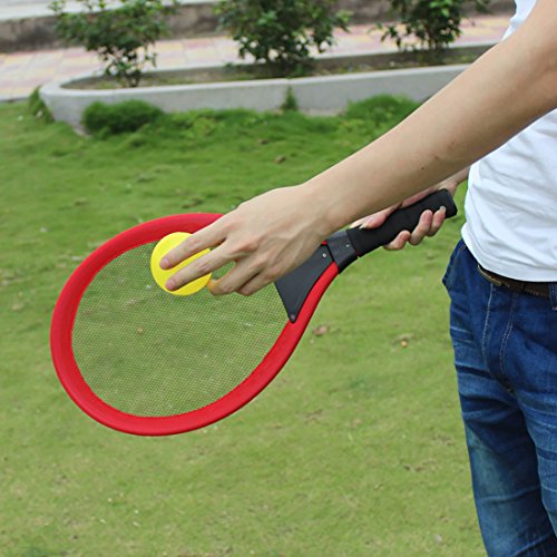 YIMORE Raquetas de Tenis Bádminton con Bolas Juguete para Niños - 3 en 1 Juego de Deporte Playa al Aire Libre (Rojo)