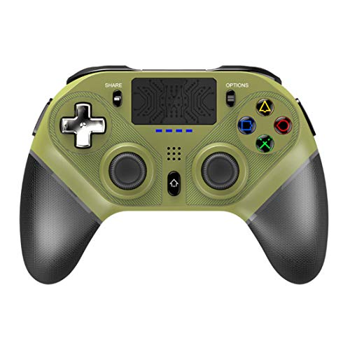 YMKT Controlador de juego inalámbrico, Bluetooth Gamepad Joystick para PS4/PS3/PC/Android/IOS teléfono móvil, soporte 6-Axis Gyro/Dual Vibración/Auriculares/Función de programación