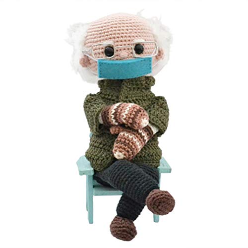 YOISMO Bernie Sanders Mittens Doll Crochet Pattern hecho a mano de punto de ganchillo de felpa de juguete de peluche figura de peluche regalo de gran recuerdo