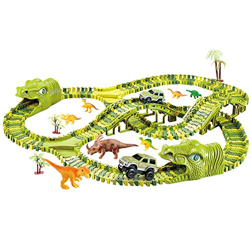 YQZ Dinosaur Race Car Track Toy Set, 271 Piezas Dinosaur World Road Race, Flexible Track Play Cars, Regalos para niños