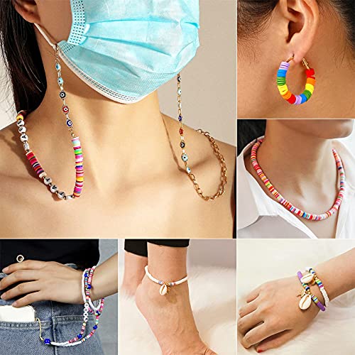 Yuccer 4165pcs Cuentas de Colores Cuentas de Arcilla Polimérica Abalorios Planos Redondos Piezas para Hacer Pulseras Collares Bisuteria Pendientes Cumpleaños Regalo para Niños Adultas