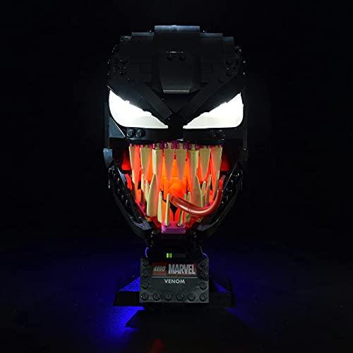 YWS Kit de iluminación LED para Spider-Man Venom Mask 76187 - Juego de luces LED compatible con Lego 76187 (LED incluido, sin kit Lego) - Verde blanco (rojo blanco)