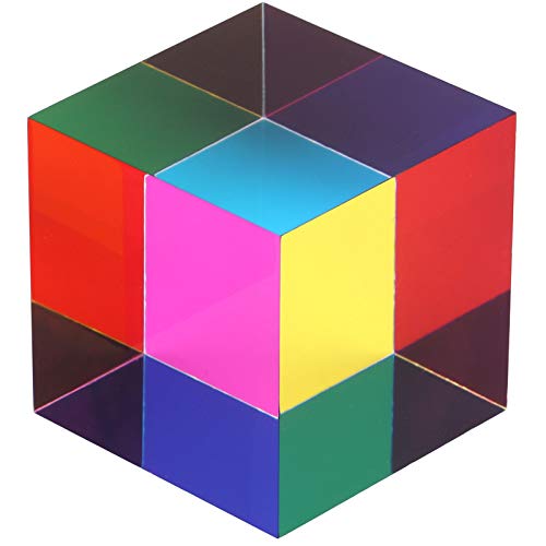 ZhuoChiMall Cubo de Mezcla de Colores CMY, Prisma de Cubo acrílico de 50 mm (2 Pulgadas), Cubo CMY para decoración del hogar u Oficina, Juguetes Stem / Steam, Cubo de Aprendizaje de Ciencias