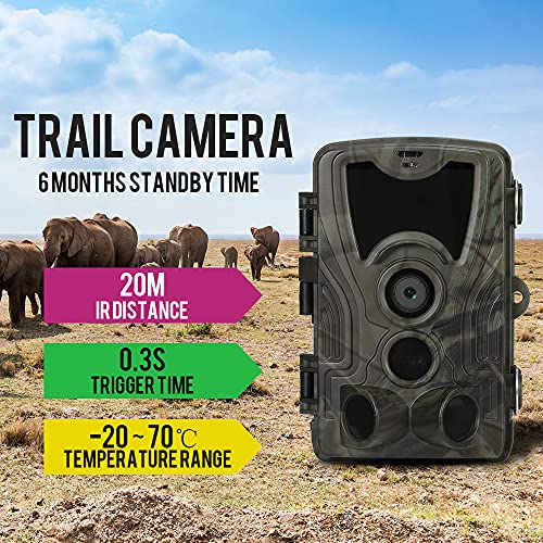 ZIEM 20MP 1080P Cámara de Rastro de Caza Cámara de exploración de la Vida Silvestre al Aire Libre con Sensor PIR Infrarrojo 65 pies de visión Nocturna 0.3s Super Fast Trigger IP65 a Prueba de Agua