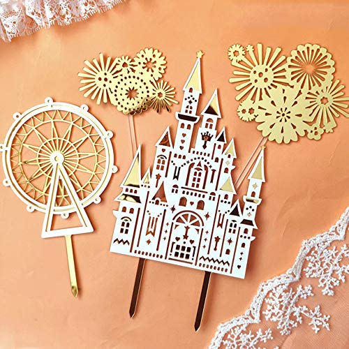 Ziyero 16 Pz Juego de Topper de Tarta de Cumpleaños Dorado Inserto Creativo Decoración de Postre Duradero, para Bodas, Fiestas, Tartas de Cumpleaños, Muffins, Postres, Decoraciones para Hornear Etc