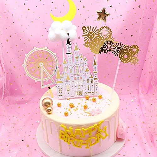 Ziyero 16 Pz Juego de Topper de Tarta de Cumpleaños Dorado Inserto Creativo Decoración de Postre Duradero, para Bodas, Fiestas, Tartas de Cumpleaños, Muffins, Postres, Decoraciones para Hornear Etc