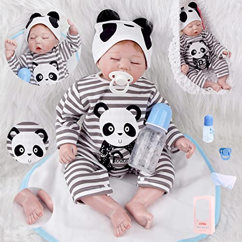 ZIYIUI 20 Pulgadas 50 cm Durmiendo Reborn Baby Doll Bebé Niño Vinilo Suave Silicona Realista Hecho a Mano Recién Nacido Regalo de Juguete