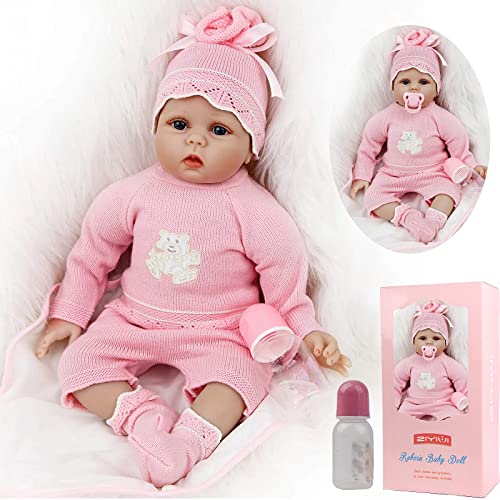 ZIYIUI 22 Pulgadas muñeca Reborn de Silicona Suave Vinilo Realista Lindo Bebe Reborn Girl 55cm muñeca de bebé Real Ojos Abiertos niño niña Juguetes