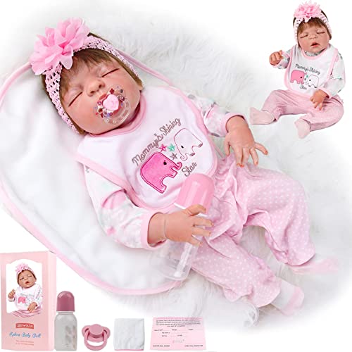 ZIYIUI 23 Pulgadas 57cm Muñecas Reborn Bebe Realista Lleno Cuerpo Silicona Girl Recién Nacido Muñecos Reborn Cumpleaños Hecho a Mano Regalos Navidad Juguetes Reborn Dolls