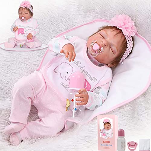 ZIYIUI 23 Pulgadas 57cm Muñecas Reborn Bebe Realista Lleno Cuerpo Silicona Girl Recién Nacido Muñecos Reborn Cumpleaños Hecho a Mano Regalos Navidad Juguetes Reborn Dolls