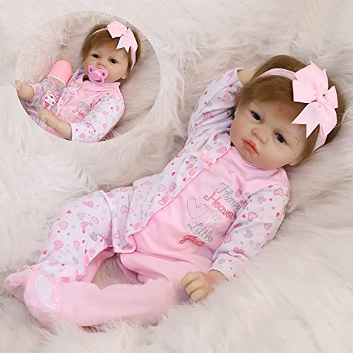 ZIYIUI Bebes Reborn niñas Muñecas Reborn Silicona Reales Recien Nacidos Toddler niño Realista Baby Dolls Girls Ojos Abiertos Baratos Muñecos Reborn Originales Bebe Reborn Verdadero 55 Cm (3)