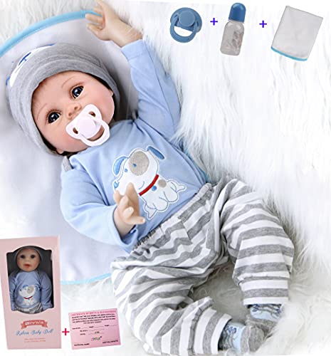 ZIYIUI Encantador 22 Pulgadas 55cm Muñecas Reborn Bebé Niño Silicona Suave Vinilo Vida Real Newbron Juguetes de Niño y Niña Magnéticos Baratos Reborn Doll