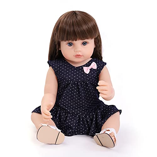 ZIYIUI Muñeca Reborn 55 cm 22 Pulgadas Realista de Toda Silicona Recién Nacido Bebé Reborn Niñas Hecho a Mano de Cuerpo Completo Muñeca de Pelo Largo Realista Juguetes Regalo