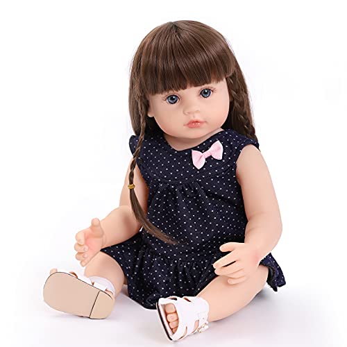 ZIYIUI Muñeca Reborn 55 cm 22 Pulgadas Realista de Toda Silicona Recién Nacido Bebé Reborn Niñas Hecho a Mano de Cuerpo Completo Muñeca de Pelo Largo Realista Juguetes Regalo