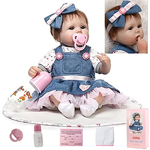 ZIYIUI Muñecos Bebé Reborn Niña 17 Pulgadas 45cm Silicona Suave Vinilo Vida Real Realista Juguetes para Bebés Recién Nacidos Boca Magnética Mejores Bebes Reborn Dolls