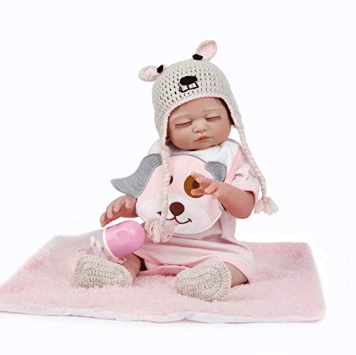 ZIYIUI Realista 50 cm 20 Pulgadas Reborn Bebé Muñecas Silicona de Cuerpo Completo Recién Nacido Hecho a Mano Reborn Doll Ojos Cerrados Niña Barato Regalo de cumpleaños Magnético Juguetes