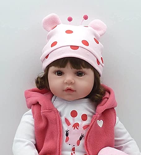 ZIYIUI Realista Muñeco bebe Reborn Niña pelo largo Vinilo Suave Silicona Reborn Baby Dolls Regalos para Niños Juguetes 19 Pulgadas 48 cm