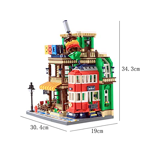 ZRY Bloques de modelos de arquitectura, 1922 piezas City Street BBQ Restaurant Model Building Set, compatible con Lego (restaurante BBQ)