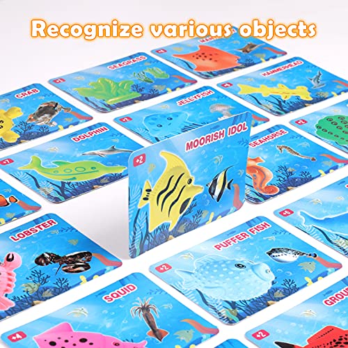 ZWOOS Juguete de Pesca para Niño 24 Piezas Juguete de Pesca Magnético con Caña Flotando Peces y Tarjeta para NiñosJuego de Pesca para Baño y Deportes al Aire Libre para Bebe