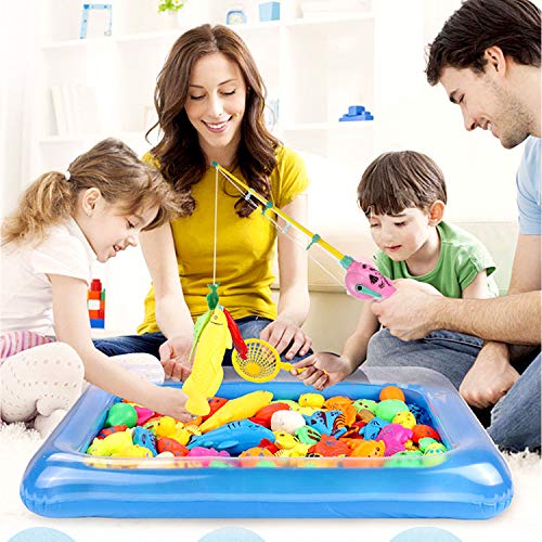 ZWOOS Juguete de Pesca para Niño 44 Piezas Juguete de Pesca Magnético con Caña Flotando Peces para NiñosJuego de Pesca para Baño y Deportes al Aire Libre para Bebe