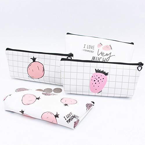 1 unids/lote caja de lápiz con cremallera estilo PU de fruta rosa de dibujos animados bolsa de almacenamiento de papelería bonita bolsa de regalo bonita bolsa de lápiz D