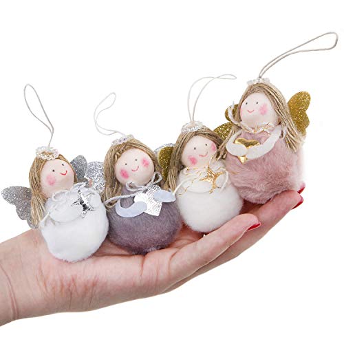 10 especiales de madera Ángel 6 cm con Schön dass du da bist tarjeta – Ángel Figura como regalo para invitados de Give Away obsequios Comunión Bautizo boda cumpleaños Niños Adultos