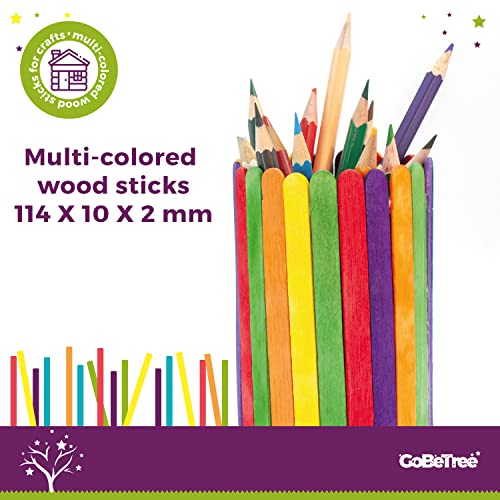 1000 Palitos de Madera de Colores para Manualidades. DIY para Niños y Mayores. Palos de Helado Coloreados en 6 Tonos para Realizar las Construcciones y Manualidades más Espectaculares y Creativas