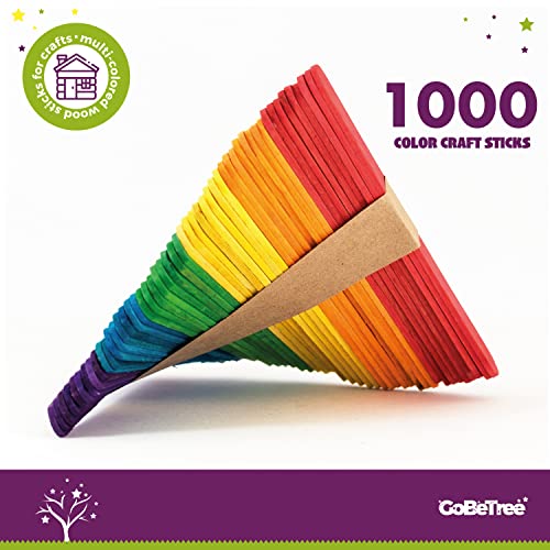 1000 Palitos de Madera de Colores para Manualidades. DIY para Niños y Mayores. Palos de Helado Coloreados en 6 Tonos para Realizar las Construcciones y Manualidades más Espectaculares y Creativas