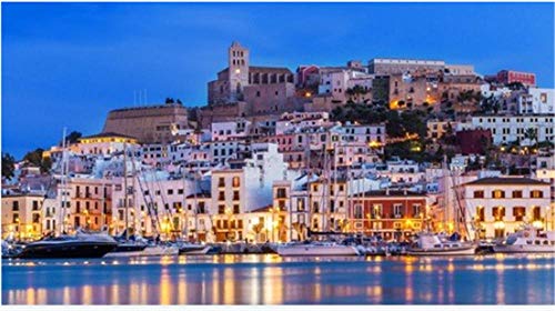 1000 Piezas De Rompecabezas De Paisajes Bricolaje Ibiza Dalt Vila En El Centro De La Noche Con Reflejos De Luz En El Agua Ibiza España Puzzles Rompecabezas Creatividad Juguetes Para Niños Adultos