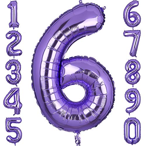 101 CM Grande Morado Número 6 Foil Globo Mylar Gigante Niña Helio Globos Suministros de Decoración de Fiesta de Cumpleaños Bebé