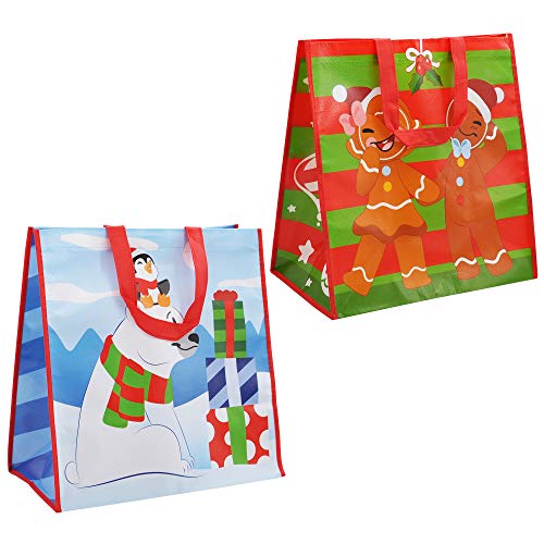 12 bolsas de Navidad, bolsas reutilizables extragrandes para suministros de fiesta de clase, bolsas de compras de Navidad, suministros de fiesta de vacaciones, bolsas de regalo