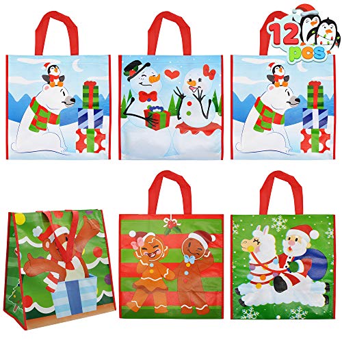 12 bolsas de Navidad, bolsas reutilizables extragrandes para suministros de fiesta de clase, bolsas de compras de Navidad, suministros de fiesta de vacaciones, bolsas de regalo