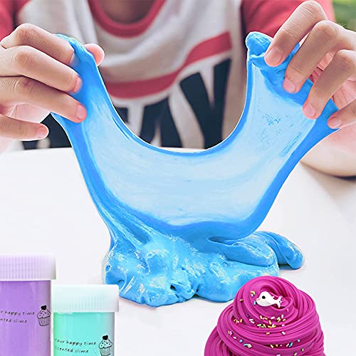 12 colores Marine Life Slime Set, Blue Sea Horse Slime Pink octopus Slime Ballena blanca Slime Color cangrejo Slime Pink conch Slime, barco, aves marinas y estrellas de mar Slime Soft Clay Cloud Slime