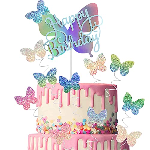 12 Piezas Decoración para Tarta de Cumpleaños, Topper Tarta Cumpleaños, Decoraciones Toppers de Tarta, Mariposas Decoración para Tarta, Se Utiliza para la Decoración de Pasteles de Cumpleaños