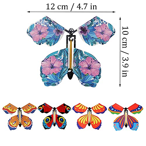 12 Piezas Mariposa Voladora, Regalo Sorpresa de Mariposa, Mariposa Magica Voladora, Banda de Goma Mariposa, Adecuado para Regalos de Cumpleaños, Educación Infantil, Regalos Sorpresa (Color Aleatorio)