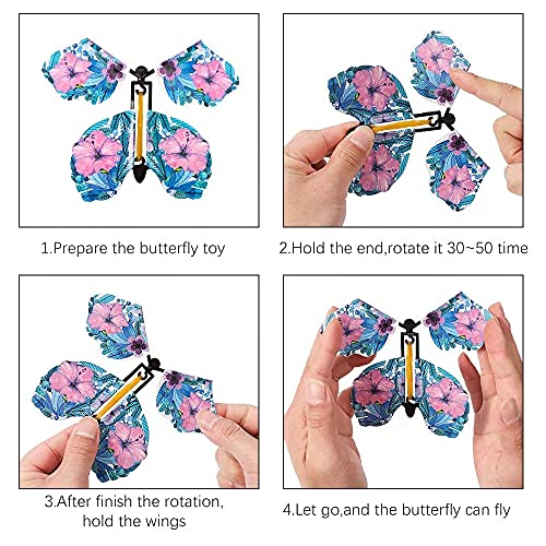 12 Piezas Mariposa Voladora, Regalo Sorpresa de Mariposa, Mariposa Magica Voladora, Banda de Goma Mariposa, Adecuado para Regalos de Cumpleaños, Educación Infantil, Regalos Sorpresa (Color Aleatorio)