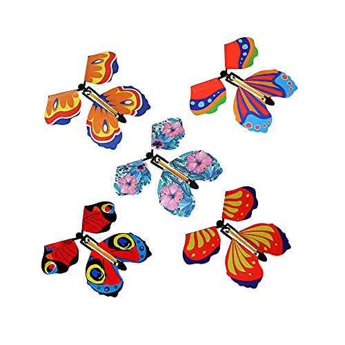 12 Piezas Mariposa Voladora, Regalo Sorpresa de Mariposa, Mariposa Magica Voladora, Banda de Goma Mariposa, Adecuado para Regalos de Cumpleaños, Educación Infantil, Regalos Sorpresa (Color Aleatorio)