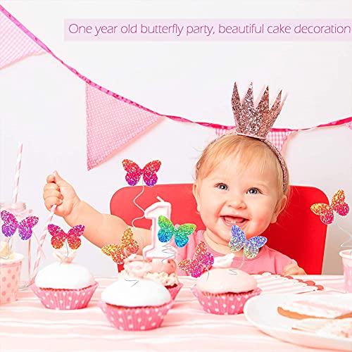 12Pcs Topper de Tarta Mariposa,Topper Tarta Decoración Mariposas,Topper Tarta Happy Birthday Mariposa para Fiesta Baby Shower Aniversario Boda para Chicas Infantiles Niñas