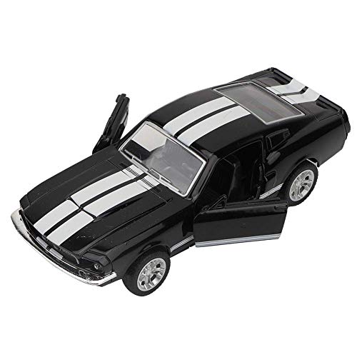 1:32 Clásico modelo fundido a troquel Mini estimulación Aleación Tire hacia atrás Coche con luz y sonido Vehículos de molde Coche Juguete regalo para niños Niñas(Negro)