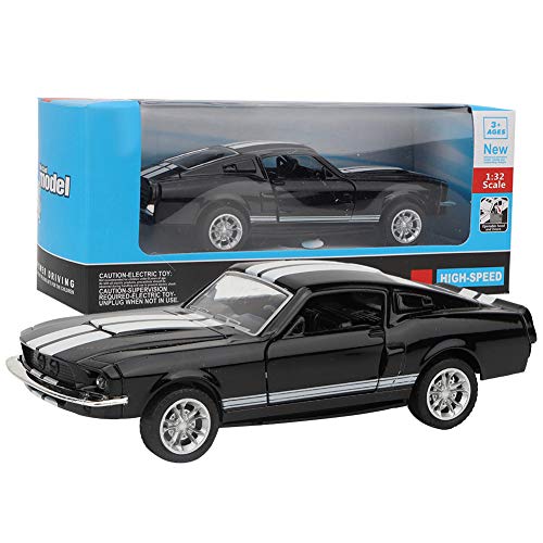 1:32 Clásico modelo fundido a troquel Mini estimulación Aleación Tire hacia atrás Coche con luz y sonido Vehículos de molde Coche Juguete regalo para niños Niñas(Negro)