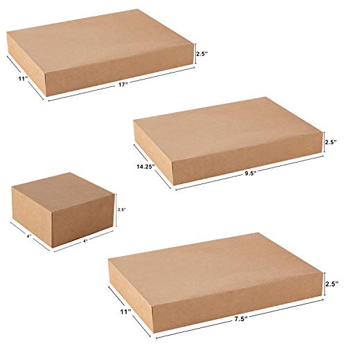 16 pcs Caja de Kraft de Camisa de Tamaños Surtidos con 16 Pegatinas de Etiquetas de Regalo para Navidad, Vacaciones, Día del padre, Cumpleaños