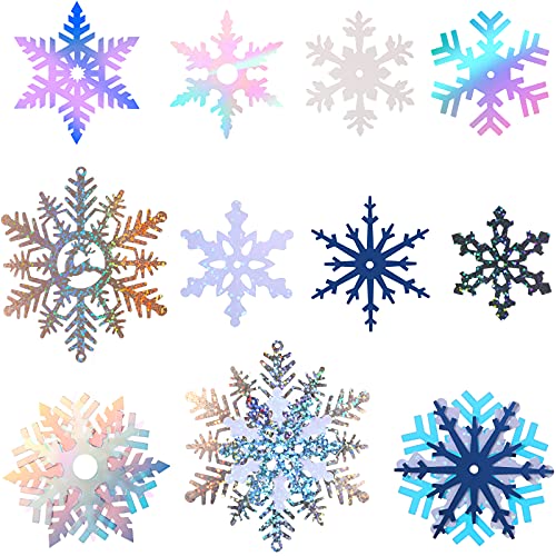 160 Pegatinas de Copo Nieve de Invierno Navidad Confeti Adhesivo de Ventana de Copo de Nieve Brillante Grande de Brillo de 2 Pulgadas Decoración Copo de Nieve Congelado Adorno Copo de Nieve