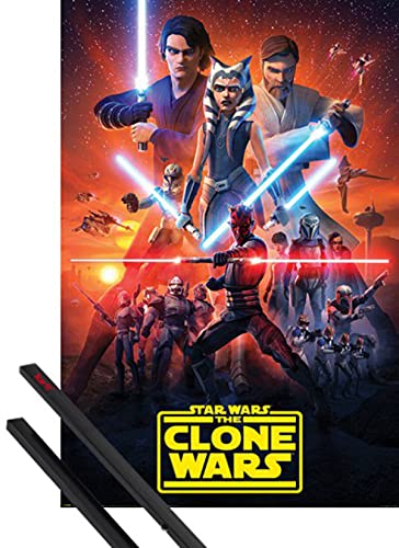 1art1 Star Wars Póster (91x61 cm) The Clone Wars The Final Season Y 1 Lote De 2 Varillas Negras