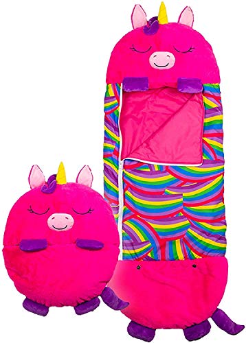 2 En 1 Animales De Dibujos Animados Juegan Almohada Saco De Dormir Almohada Que Se Convierte En Un Saco De Dormir Cómodo Cojín Suave para Todas Las Estaciones Lavable A Máquina (Dark Pink)