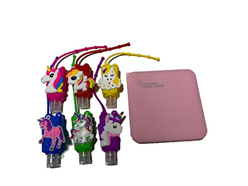 2 Estuches Rosa y Blanco Para Guardar Las Mascarillas (Cajas Mascarillas Rosa y Blanco) + 6 Unidades Dispensadores De Gel Infantil Botellitas Recargables Ideales Para El Colegio Juegos Al Aire Libre