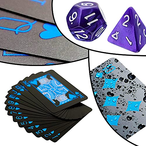 2 Juegos Baraja Poker Plastico 1 Juego de Dados Naipes Reutilizables para Fiestas Y Juegos Azul Y Rojo