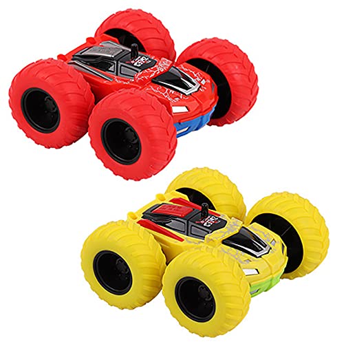 2 piezas Monster Inertia Truck, Cool Flip Stunt Friction Race Cars Toy con rotación de 360 grados para niños