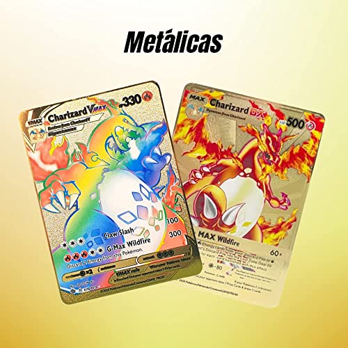 2 X Cartas Pokémon Doradas VMAX - Edición Coleccionista Tarjetas Oro de Metal - Metal Golden Card