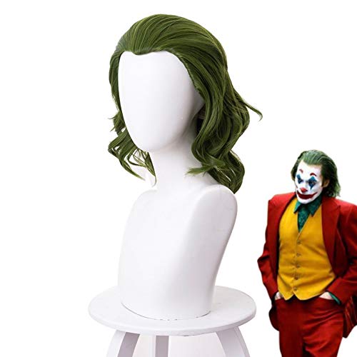 2019 Joker Origin Movie Clown Joker Wig Cosplay disfraz Joaquin Phoenix Arthur Fleck Curly Green pelo resistente al calor sintético   PL-084